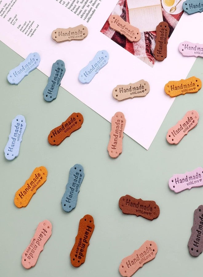 STORE 2508 Store2508 50 Pcs Handmade with Love Tags - Assorted Colours, Faux Leather Labels with Holes for Sewing, Knitting, Crochet, DIY Crafts, Clothes, Bags, Hats, Handmade Accessories - Image 5